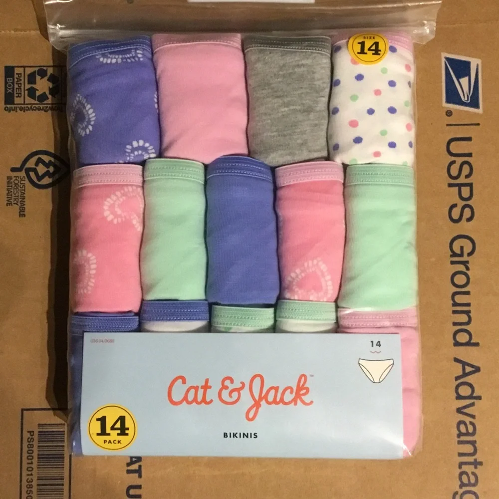 Cat & Jack 14-Pack Girls' Bikinis - Pastel Multi